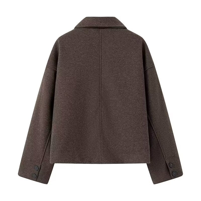 Women's Street Fashion Casual Long Sleeve Woolen Coats