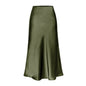 Women's Quality Acetate Satin Elastic Waist Pure Skirts