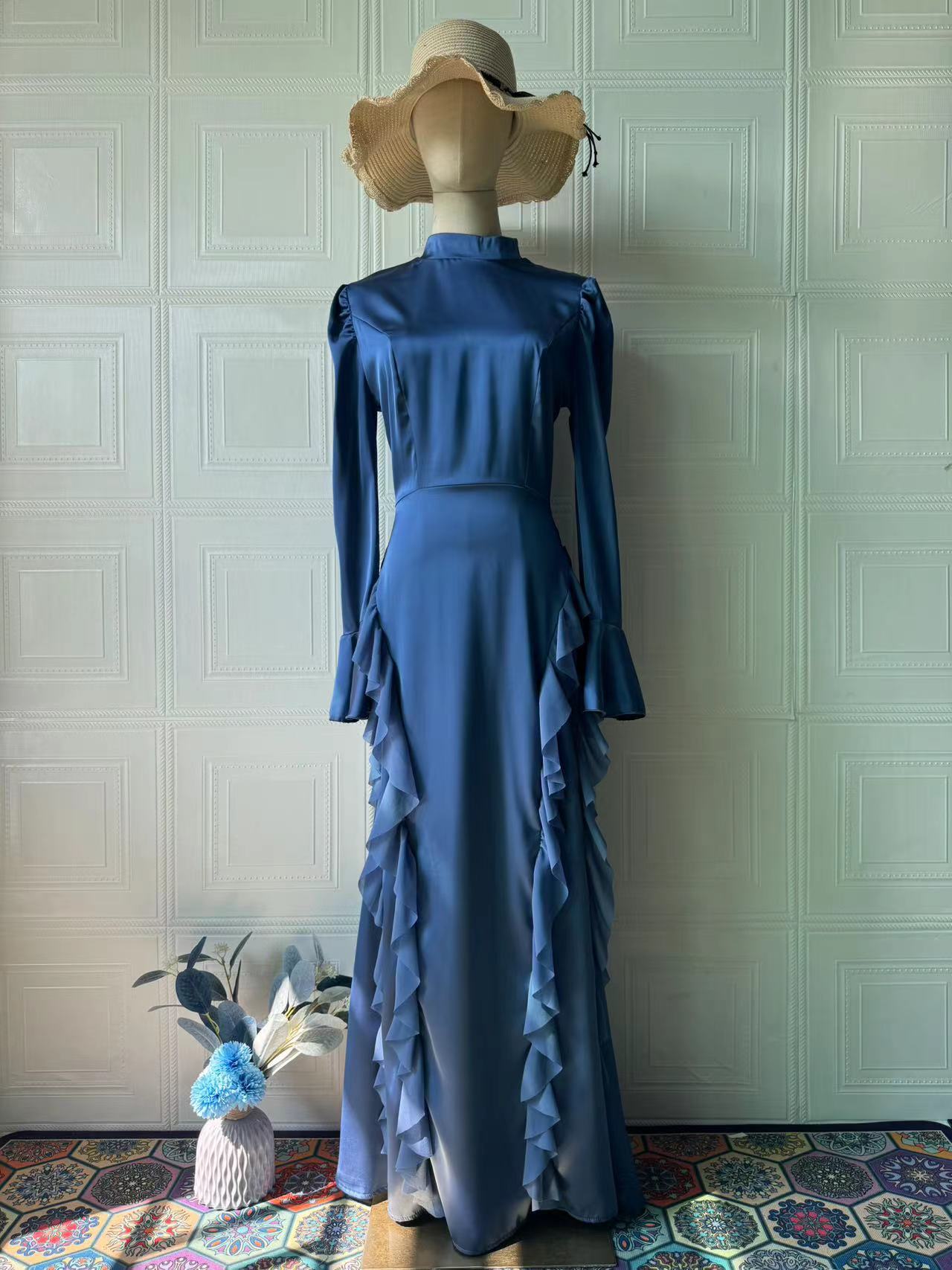 Spring Satin Court Chiffon Stitching Dress Dresses