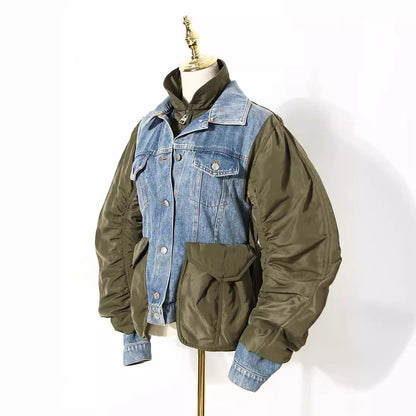 Design Sense Loose Color Matching Denim Coats