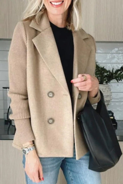 Women's Spring Fashion Temperament Wool Stitching Woolen Coats