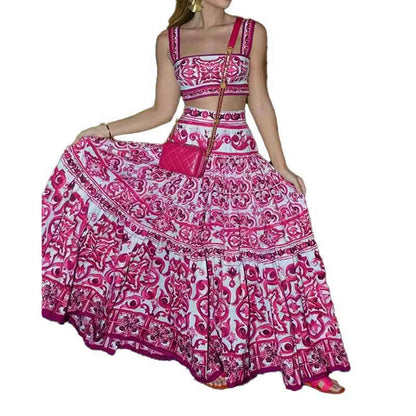 Women's Classic Spring Elegant Printed Sling Suits
