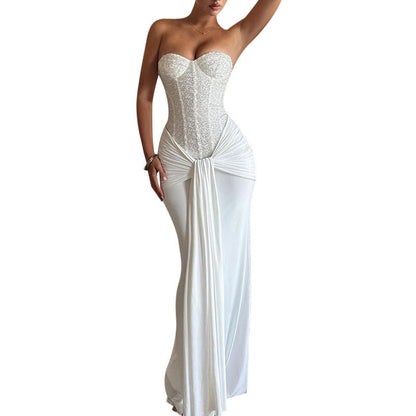 Long Dress Waist Slimming Ribbon Tube Dresses