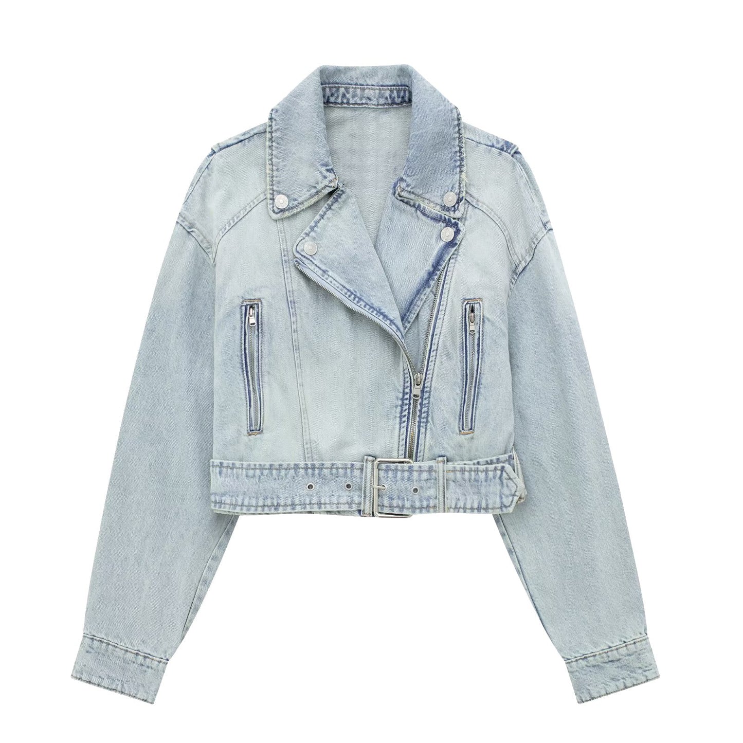 Women's Classic French Style Motorcycle Denim Coats