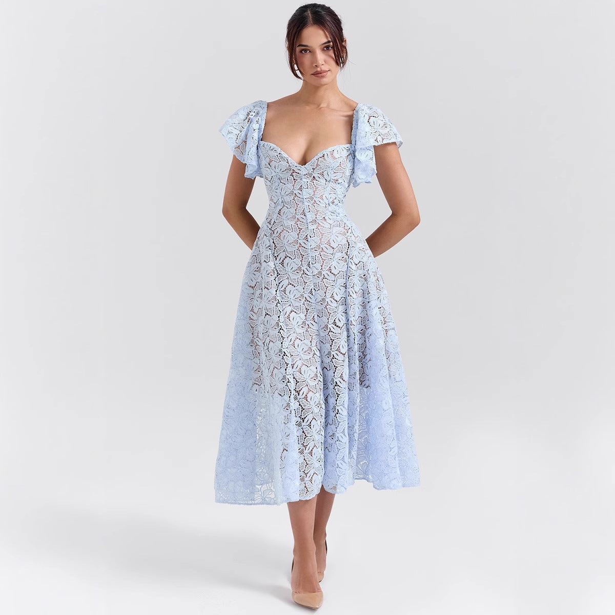 Women's Long Dress Court Retro Lace High Dresses