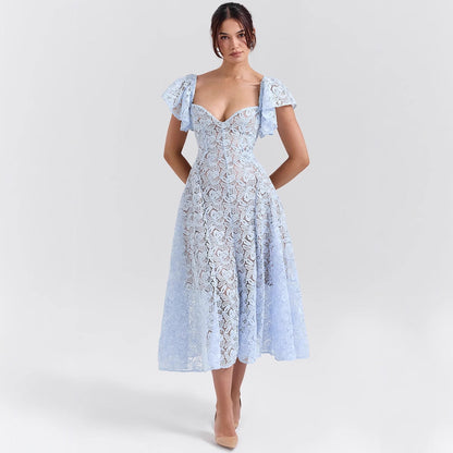 Women's Long Dress Court Retro Lace High Dresses