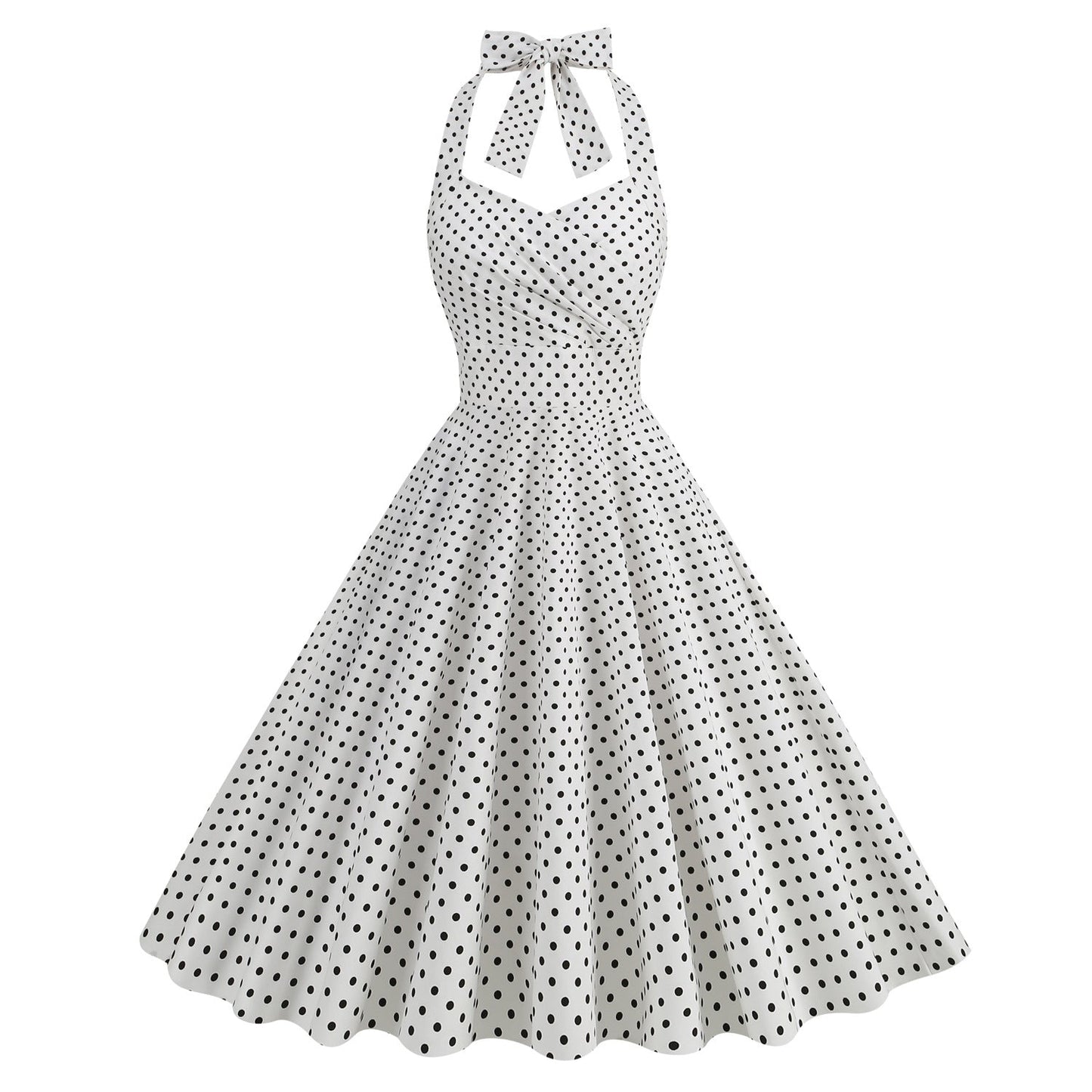 Color Polka Dot Halter High Waist Dresses