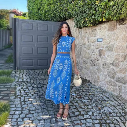 Fashion Printing Vacation Style Two-piece Dress Dresses