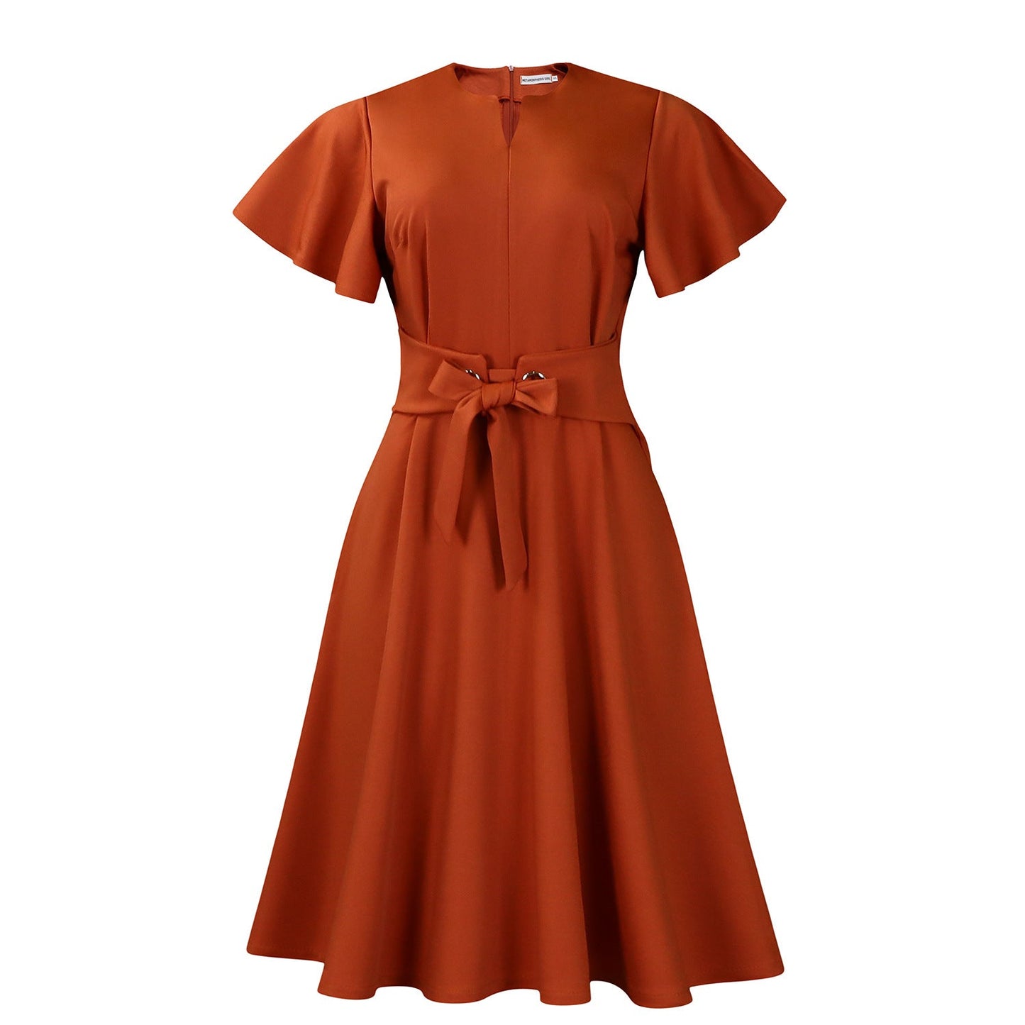 Women's Summer Fashion Temperament Pure Color Sleeve Dresses