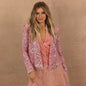Women's Fashion Stand Collar Color Matching Sequins Casual Coats