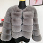 Women's Warm Leisure Stitching Faux Fox Fur Coats