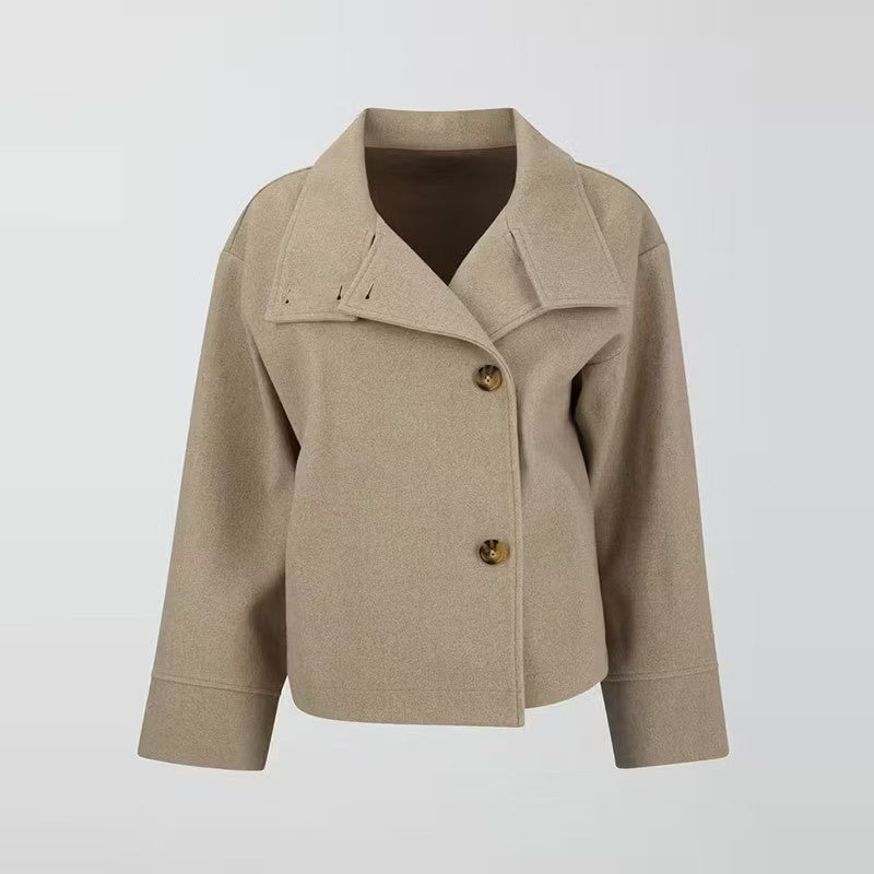 Women's High Quality Elegant Stand Collar Single Breasted Coats