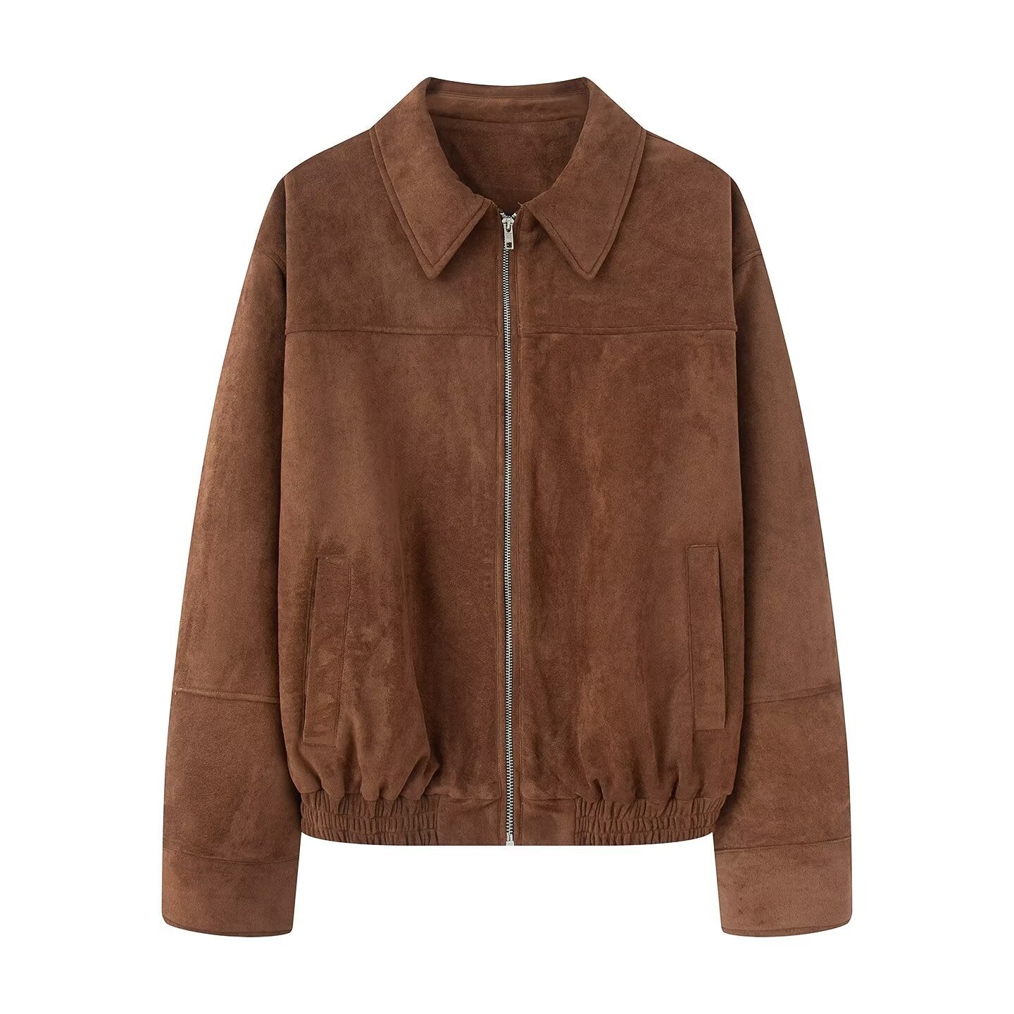 Women's Suede Flight Autumn Lapel Casual Zipper Jackets