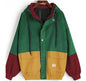 College Style Loose Color Matching Hooded Coats