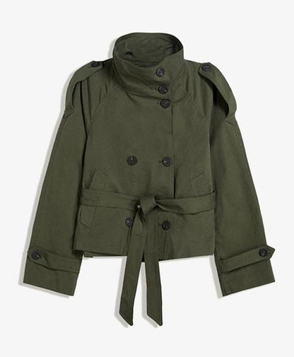 Women's Temperament Commute Stand Collar Double Breasted Coats