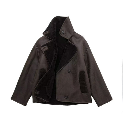 Artificial Lamb Fur Lapel Integrated Double-sided Jackets