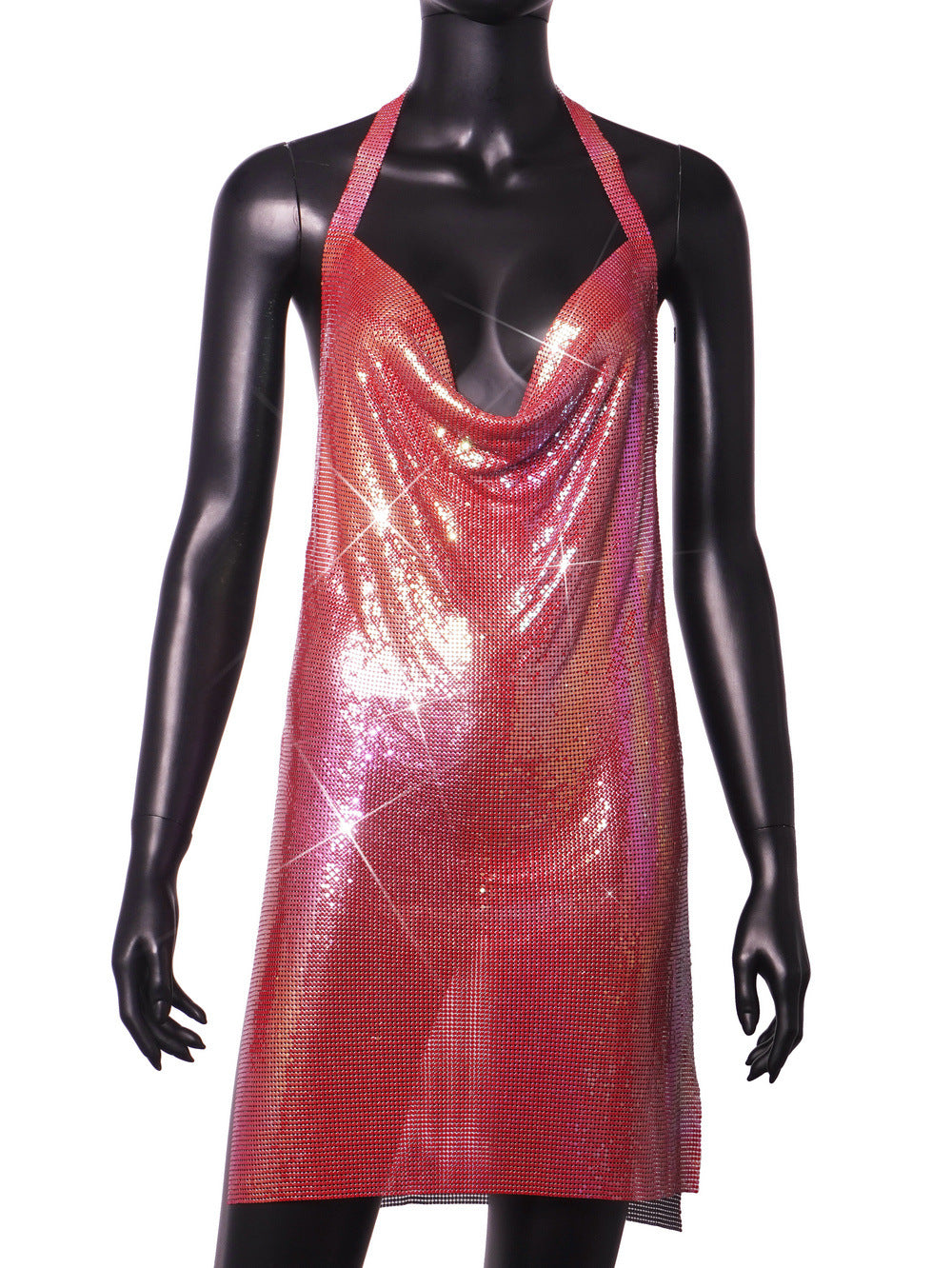 Nightclub Metal Sequins Sexy Suspenders Dress Dresses