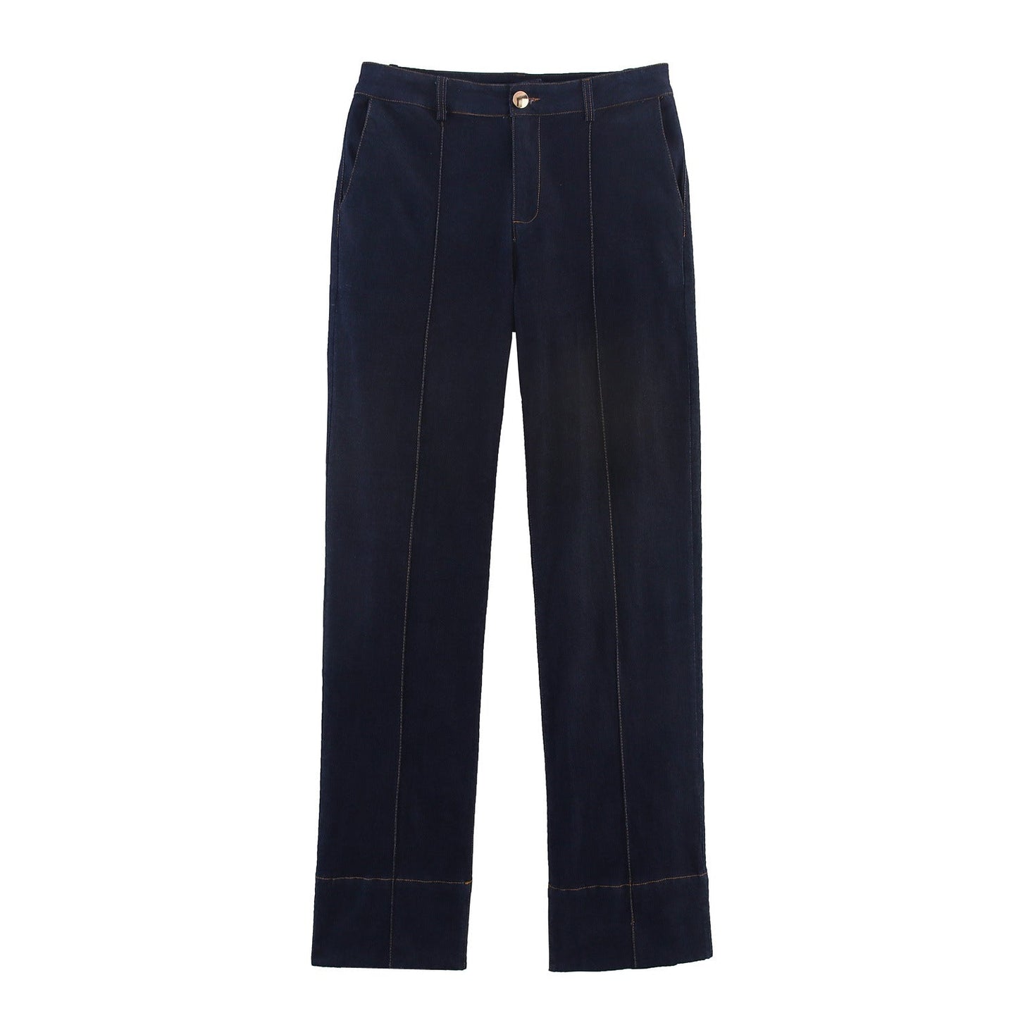 Women's Slim Denim Puff Sleeve Shirt Flared Suits