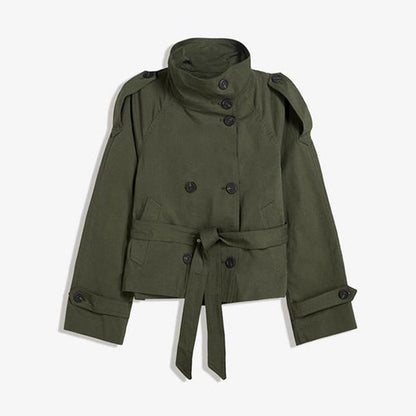 Women's Temperament Commute Stand Collar Double Breasted Coats