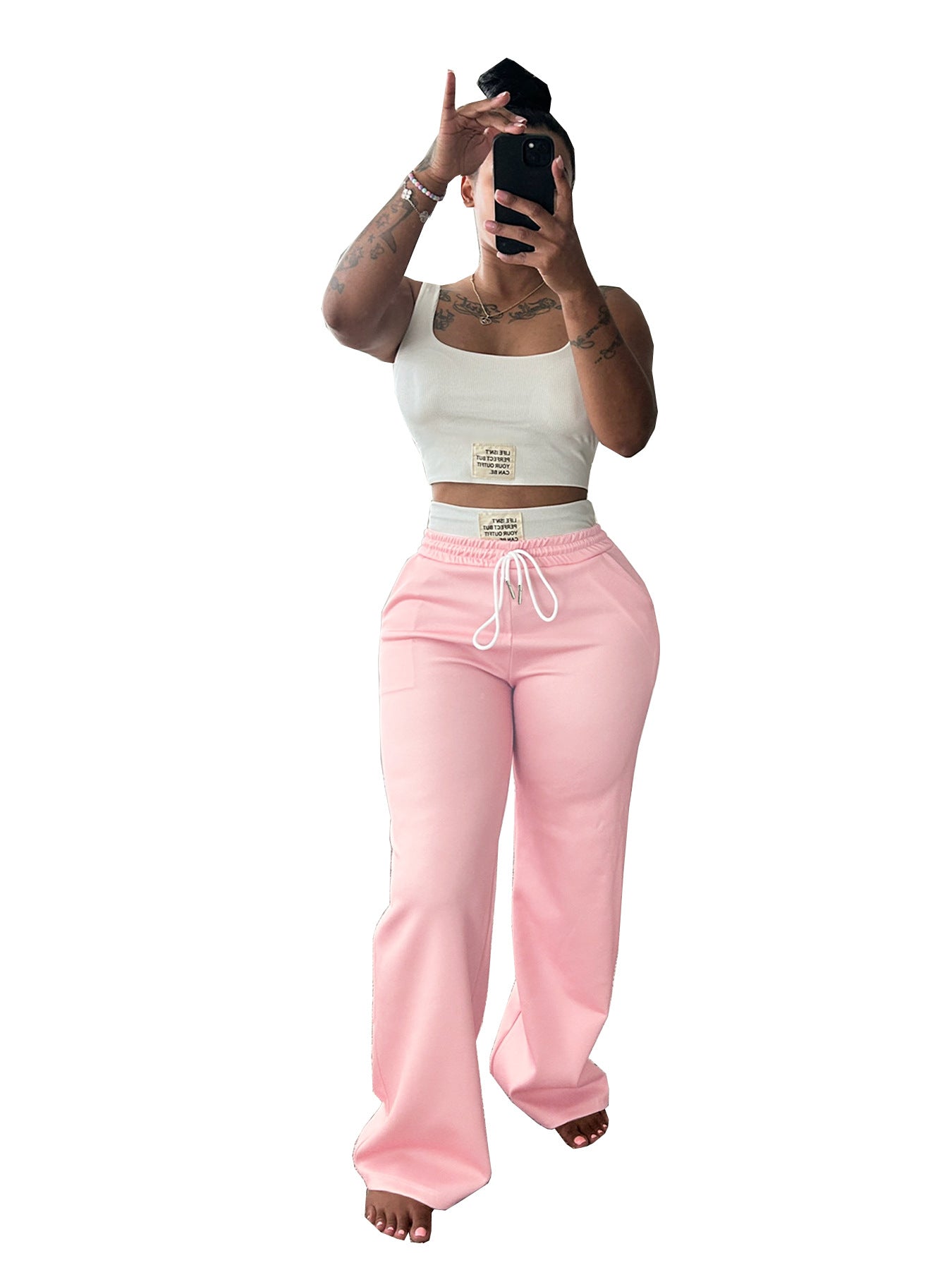Women's Design Label Sports High Waist Drawstring Suits