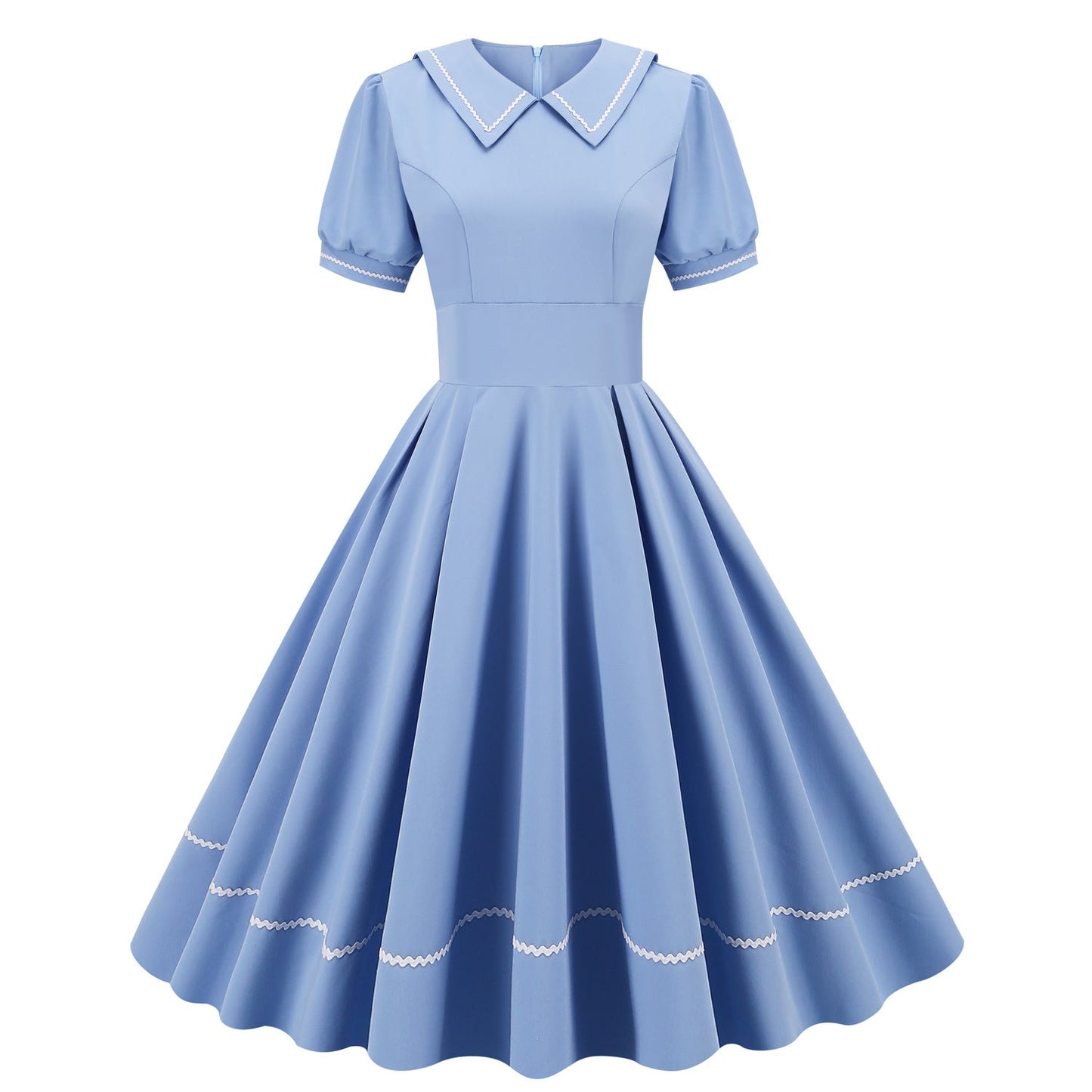 Wave Ruffled Sleeves Slimming Mid-length Large Swing Dresses