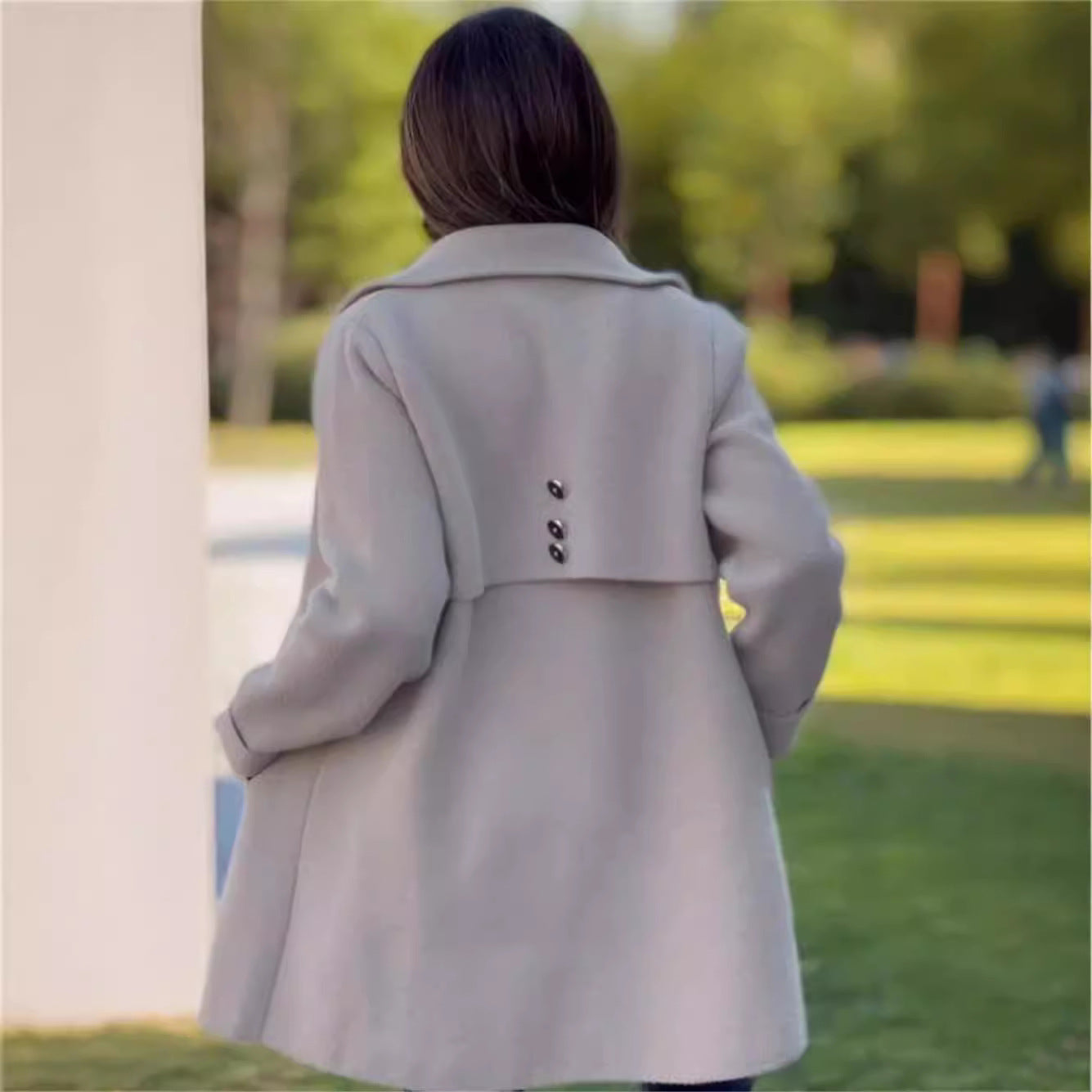 Classic Elegant Woolen Polar Fleece Single-breasted Coats