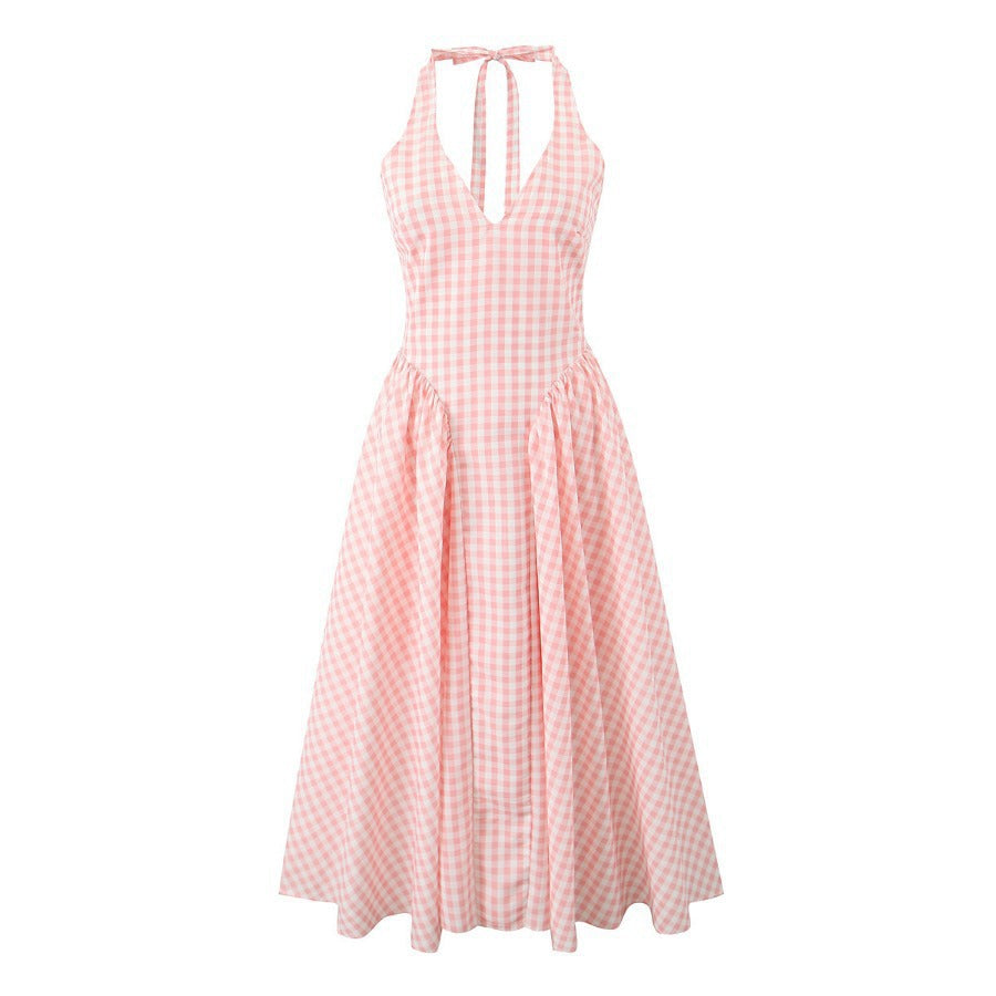 Halter Long Dress Summer Sexy Backless Deep Dresses