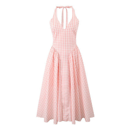 Halter Long Dress Summer Sexy Backless Deep Dresses