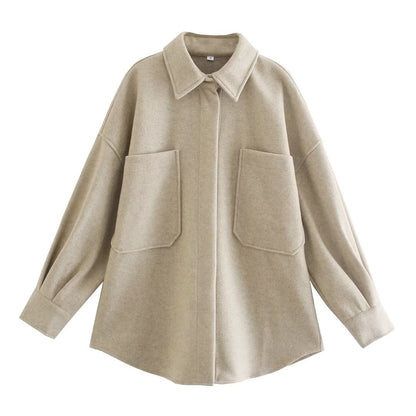 Gothic Autumn Woolen Shirt Dark Green Coats