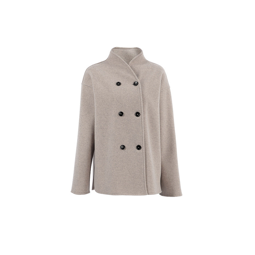 Women's Vintage Brown Woolen Commuter Warm Outerwear Coats