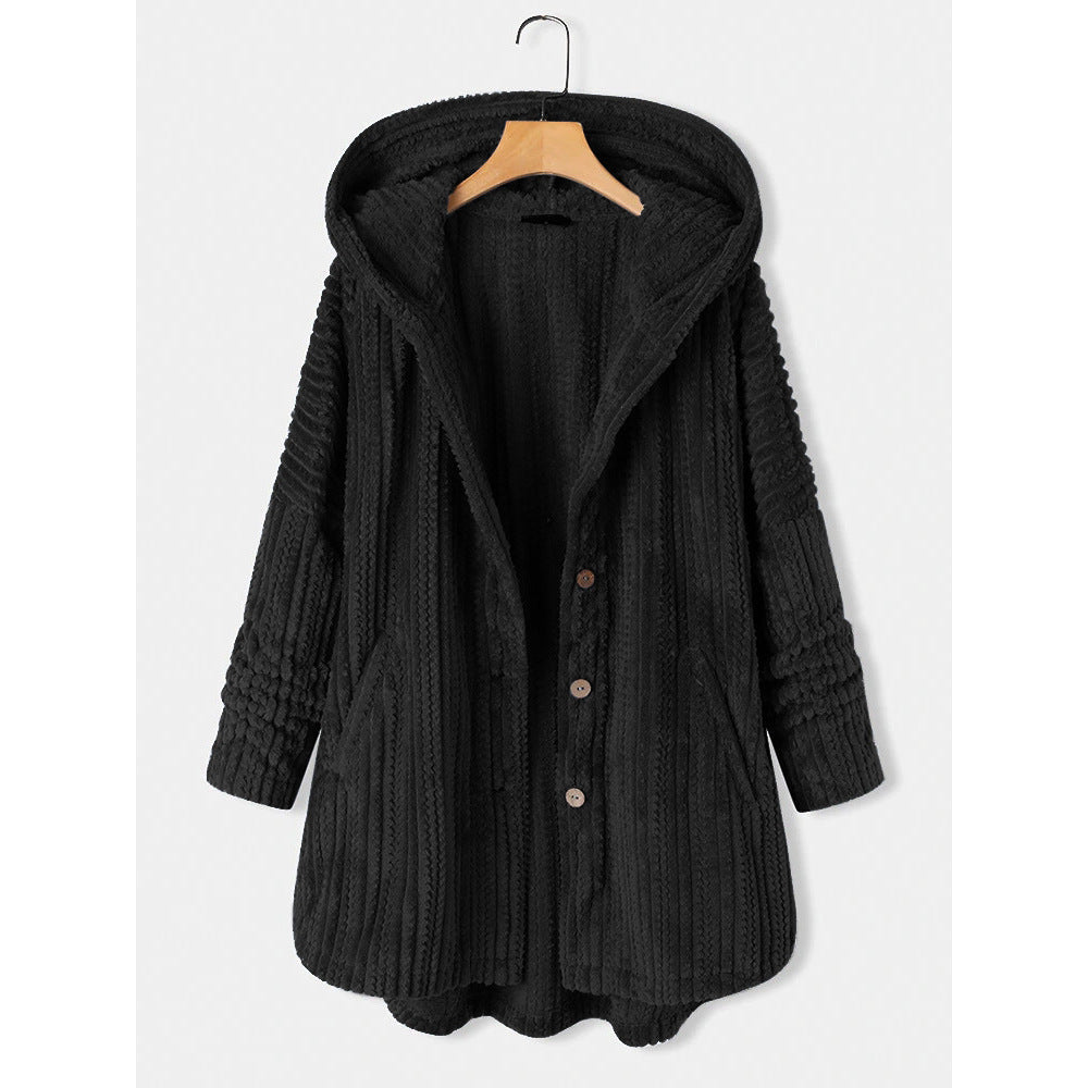 Women's Single-breasted Loose Casual Plush Temperament Long Sweaters