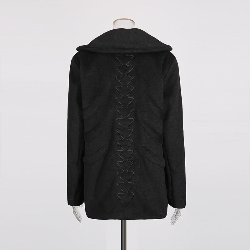 Pure Color Autumn Fashion Metal Decoration Coats