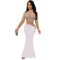 Women's Fashion Wear Rhinestone Round Neck Dress Dresses