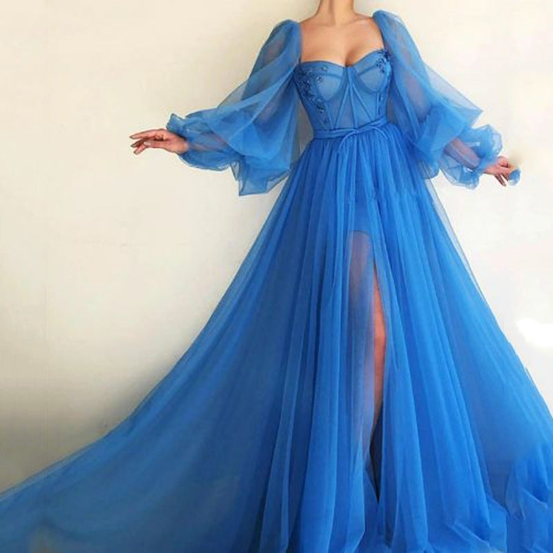 Women's Summer Graceful Fashionable Dress Mesh Split Wedding Dresses