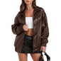 Women's Long Sleeve Lapel Zipper Side Pocket Jackets