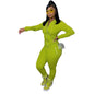 Women's Autumn Solid Color Personality Zipper Two-piece Suits