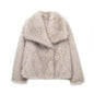 Women's Lapel Long Sleeve Faux Fur Snap Coats