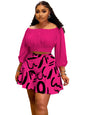 Women's Pleated Fluffy Waist Trimming Casual Two-piece Plus Size