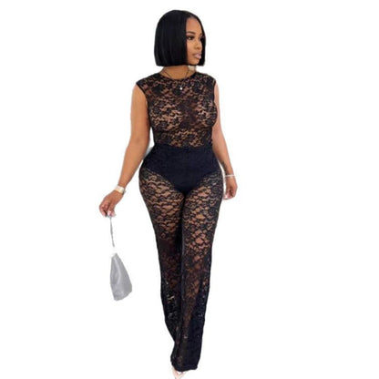 Elegant Lace Stretch Slim Fit Two-piece Suits