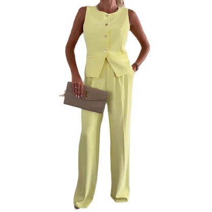 Solid Color Buttons Pocket Front Row Suits