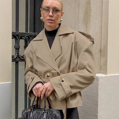 Women's Loose Long Sleeve Trench Design Sense Graceful Coats