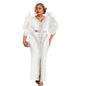 Women's Style Puff Sleeve Long-sleeved Rhinestone Long Dresses