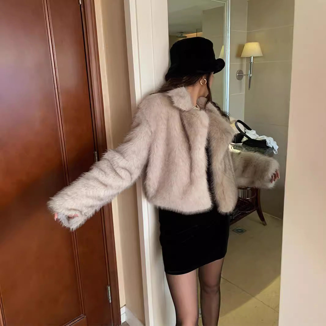 Women's Protection Furry Fur Large Lapel Temperament Imitation Coats