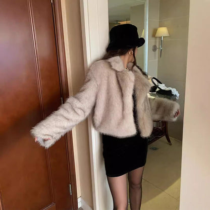 Women's Protection Furry Fur Large Lapel Temperament Imitation Coats