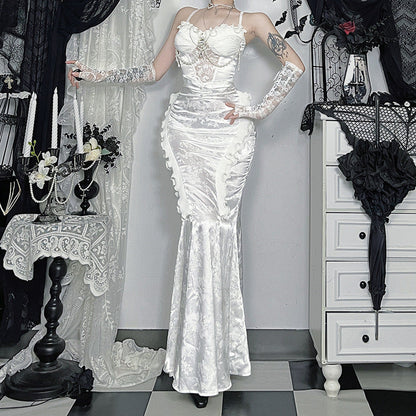 Dark Lolita White Gold Color Banquet Dresses