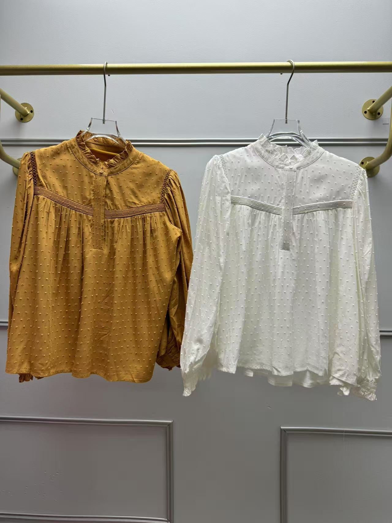 Polka Dot Jacquard Soft Glutinous Lace Blouses