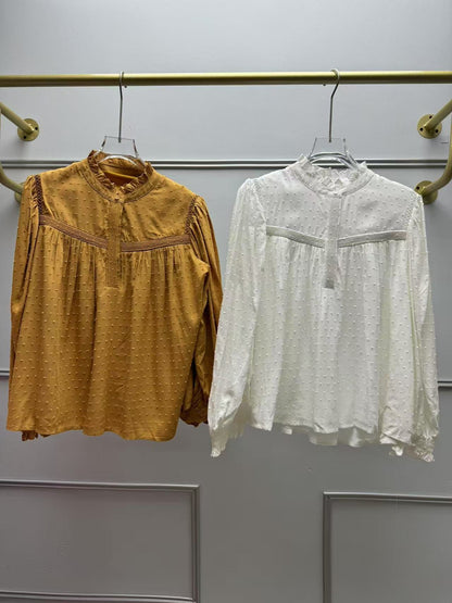 Polka Dot Jacquard Soft Glutinous Lace Blouses