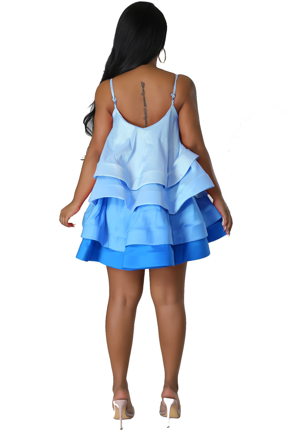 Women's Braces Ruffled Tiered Dress Sexy Suspenders Dresses