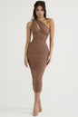 Solid Color Pleated Shoulder Fishbone Hollow Dresses