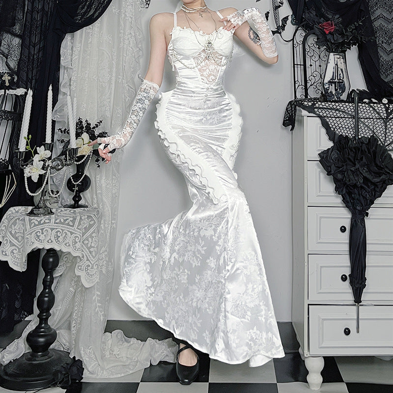 Dark Lolita White Gold Color Banquet Dresses